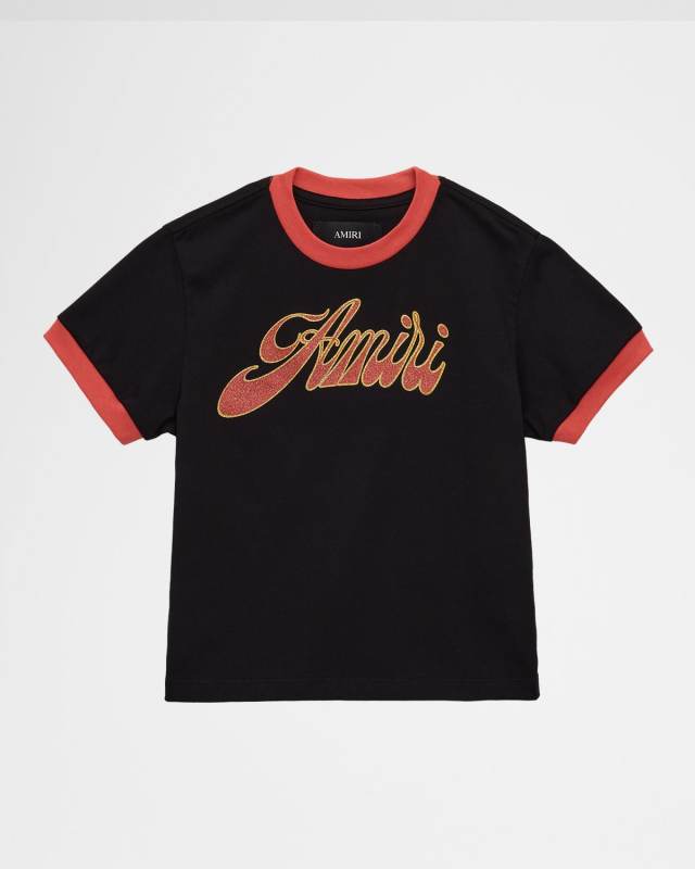 Kid's Groovy Logo-Print Ringer T-Shirt, Size 4-12
